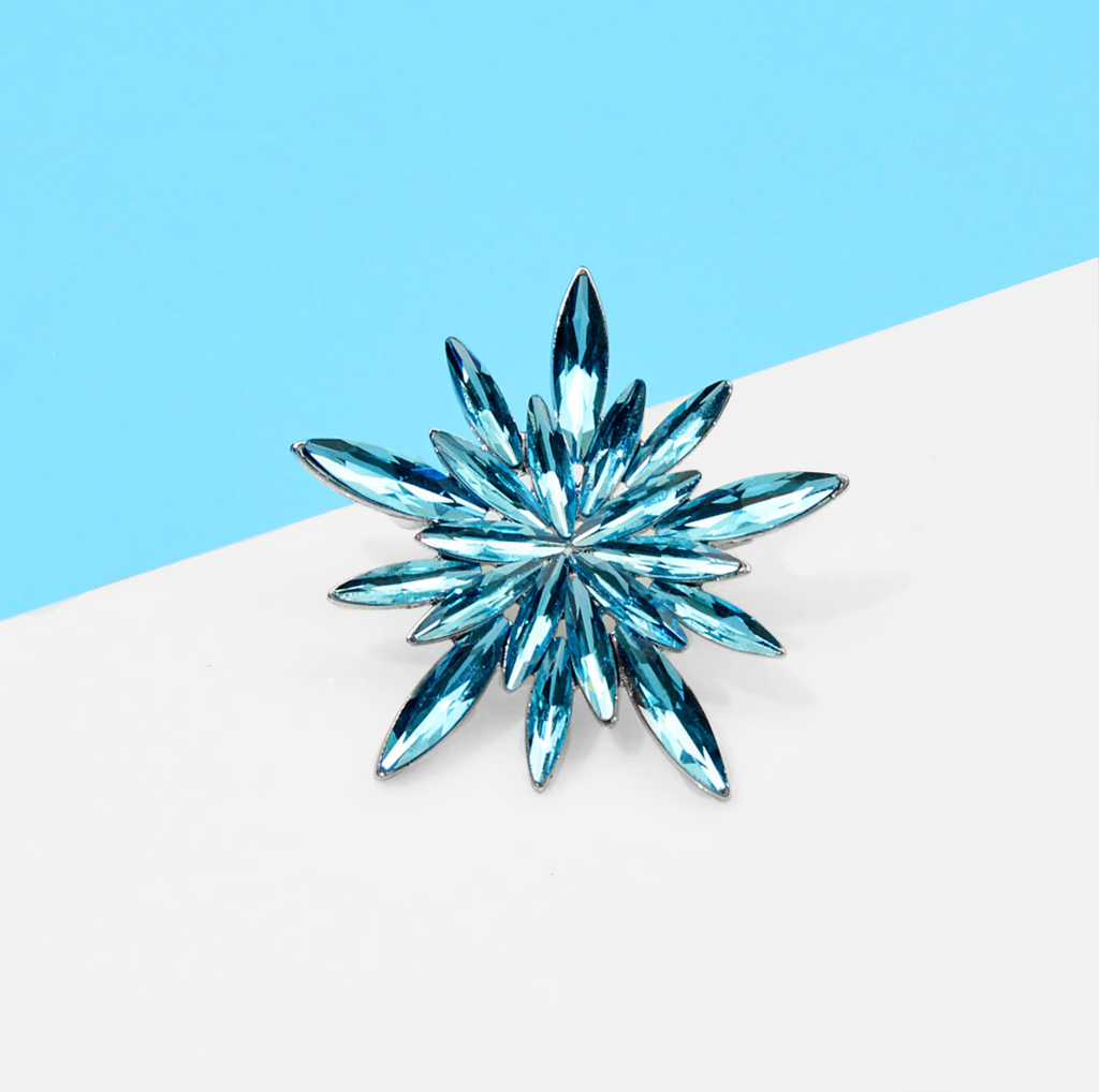 Light Marquis Crystal Snowflake Brooch