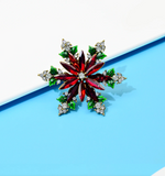 Vintage Crystal Snowflake Brooch