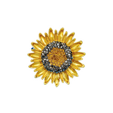 Yellow & Grey Crystal Dainty Sunflower Brooch