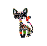 Black Multi Colored Cat Brooch