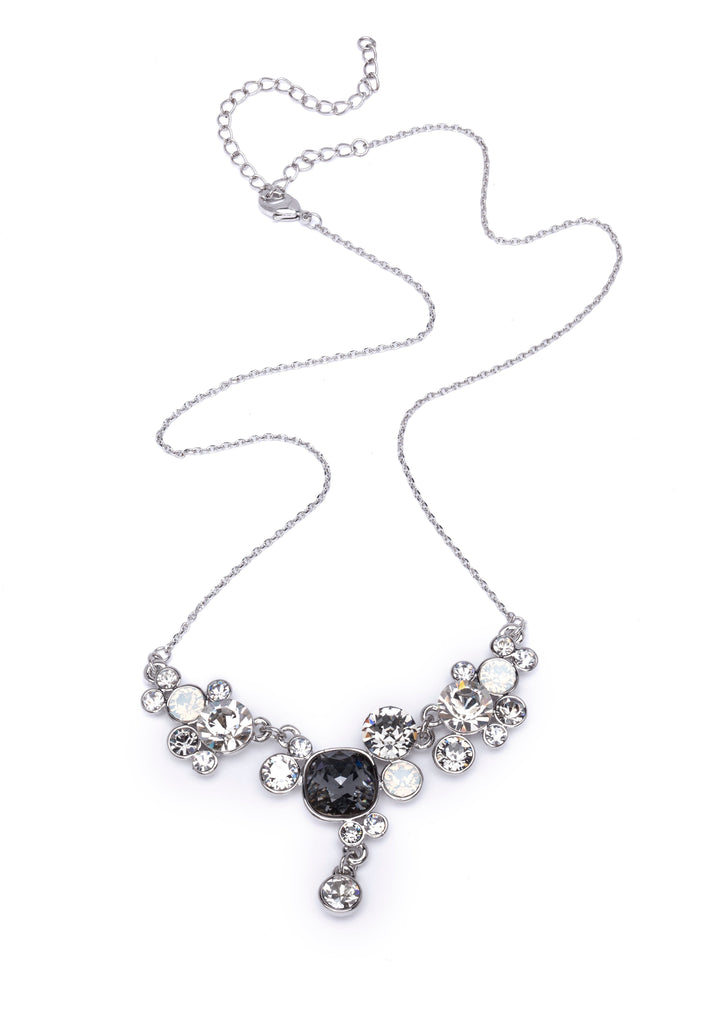 Silvertone Statement Pillow Necklace with Swarovski Crystals