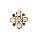 Black Imitation Pearl Cross Brooch