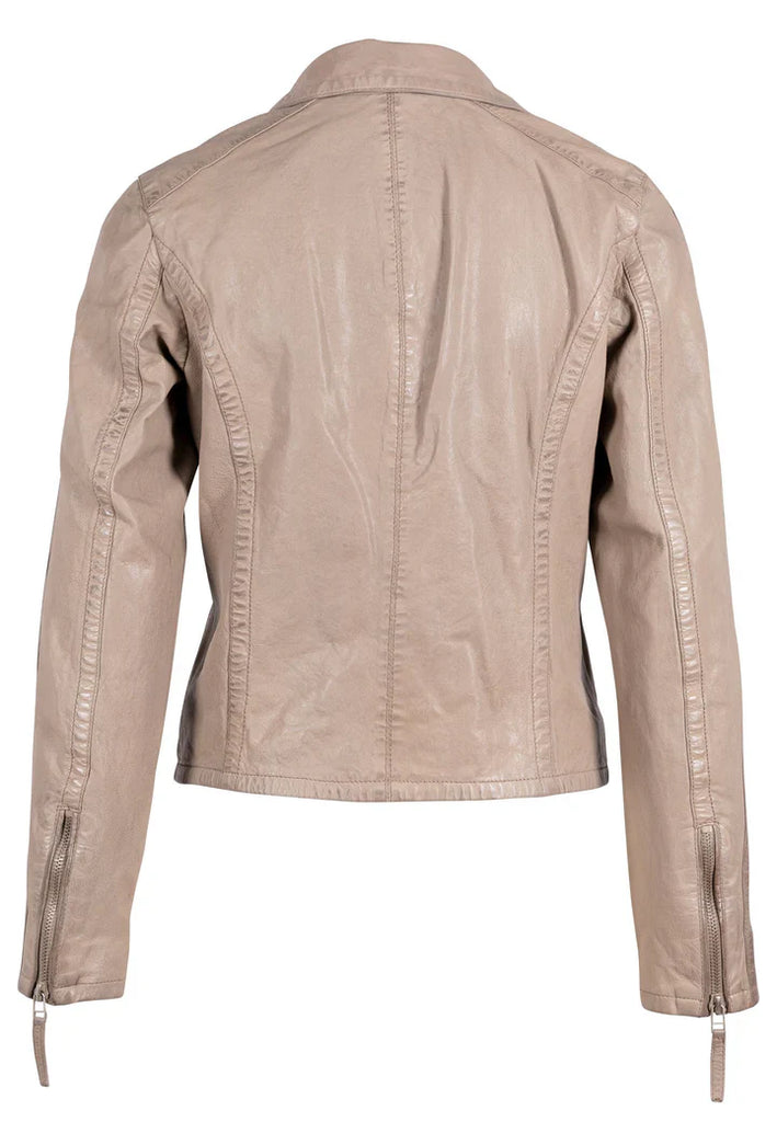 MANTEAU CUIR FEMME - KIELLA - Ivory/Taupe