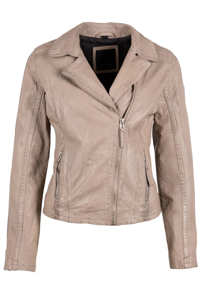 MANTEAU CUIR FEMME - KIELLA - Ivory/Taupe