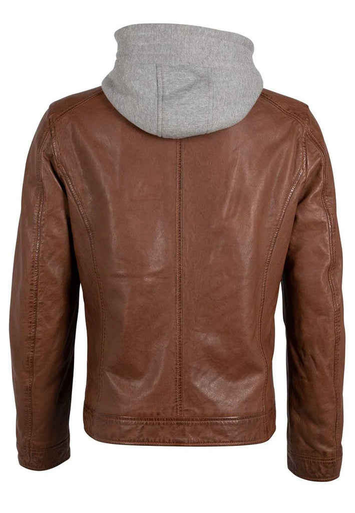 MANTEAU CUIR HOMME - BAXDER - Cognac