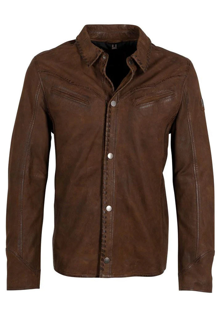 MANTEAU CUIR HOMME - WOODLY - Brown