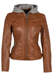 MANTEAU CUIR FEMME - ALLICE - Cognac