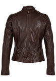 MANTEAU CUIR FEMME - ALISAH - Dark Brown