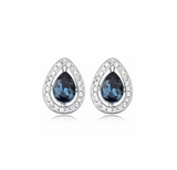 Silvertone Montana Blue Swarovski Crystals Teardrop Earrings