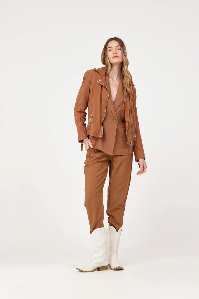 MANTEAU CUIR FEMME - KARYN - Cognac