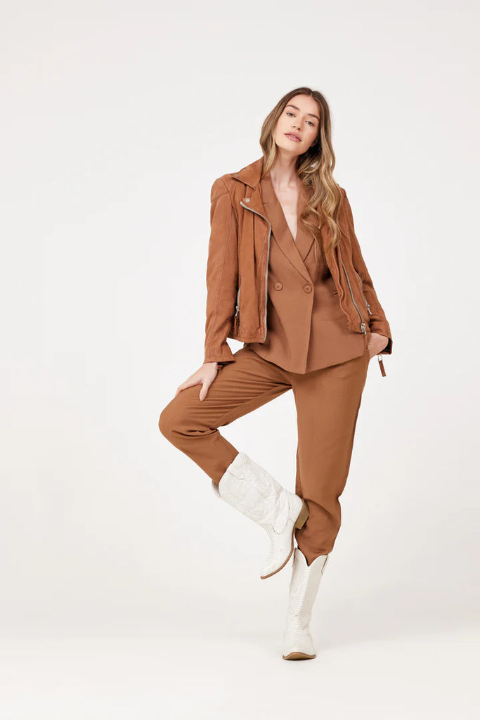 MANTEAU CUIR FEMME - KARYN - Cognac