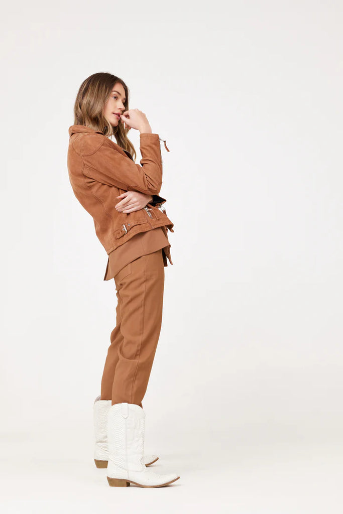 MANTEAU CUIR FEMME - KARYN - Cognac