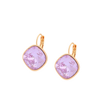 Violet Cushion-Cut Earrings with Swarovski Crystals