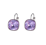 Violet Cushion-Cut Earrings with Swarovski Crystals