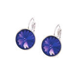 Tanzanite Round-Cut Leverback Earrings with Swarovski Crystals