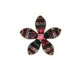 Multi Coloured Crystal Flower Brooch