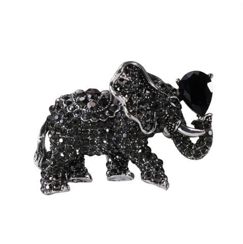 Crystal Elephant Brooch