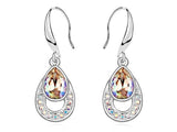 Silvertone Paradise Shine Swarovski Crystals Teardrop Drop Earrings