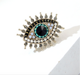 Black Crystal Eye Brooch