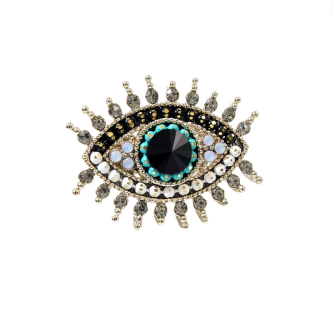 Black Crystal Eye Brooch