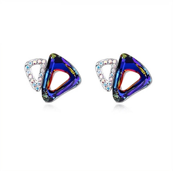 Dual Triangle Stud Earrings with Swarovski Crystals