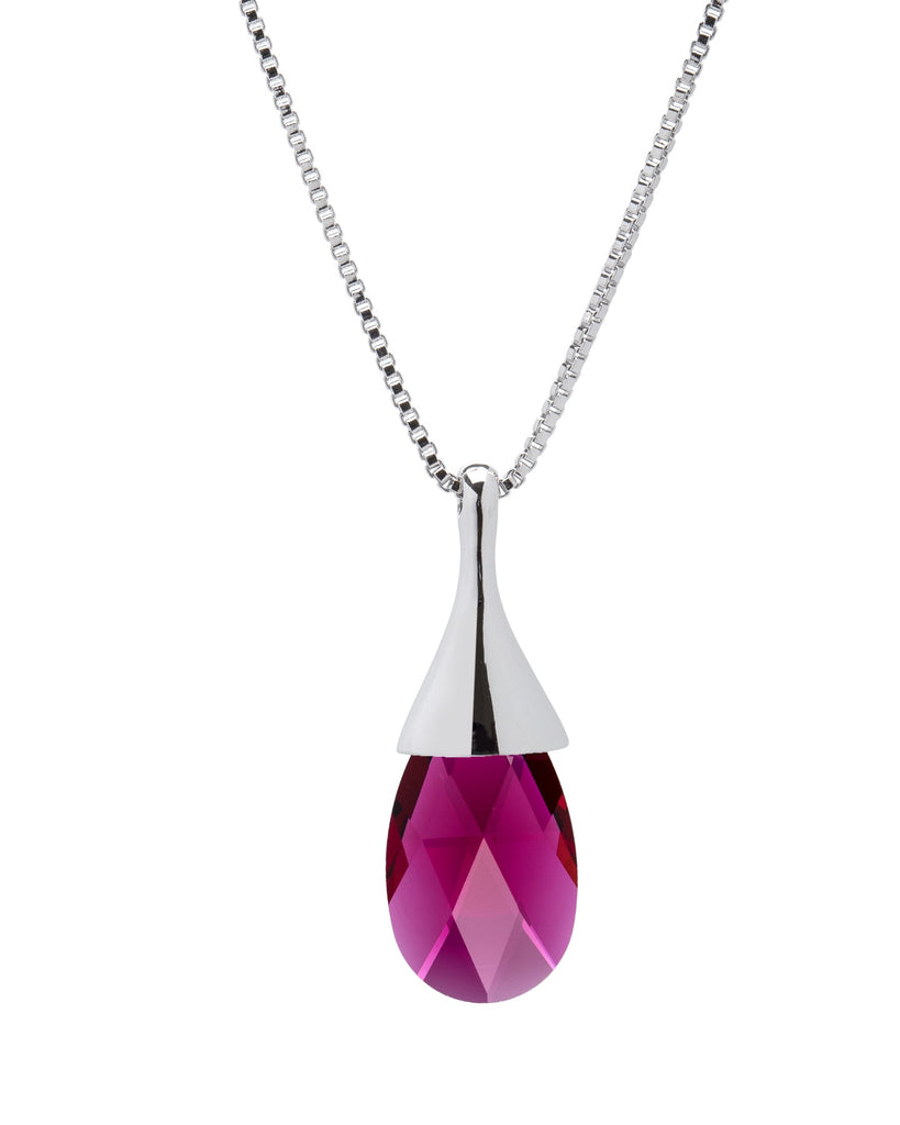 Ruby Red Drop Pendant Necklace with Swarovski Crystal