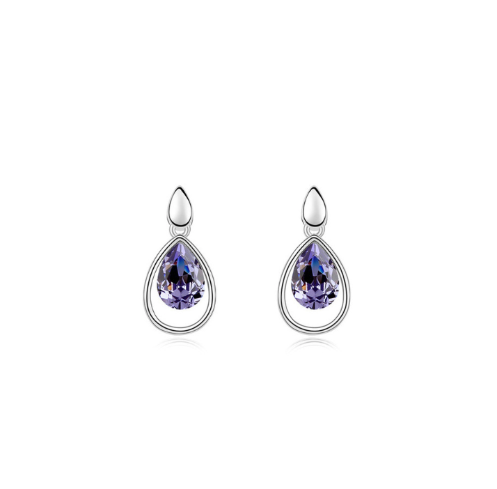 Aqua Dual Teardrop Earrings With Swarovski Crystal