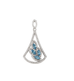 Rhodium Plated Fan Drop Pave Pendant with Aquamarine Marquis leaf pendant