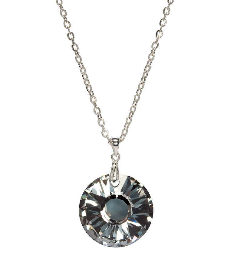 Silver CAL Necklace with Round Swarovski Crystal Pendant