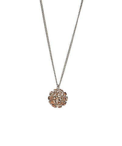 Silvertone Round Cluster Ball Pendant Necklace with Swarovski Crystals