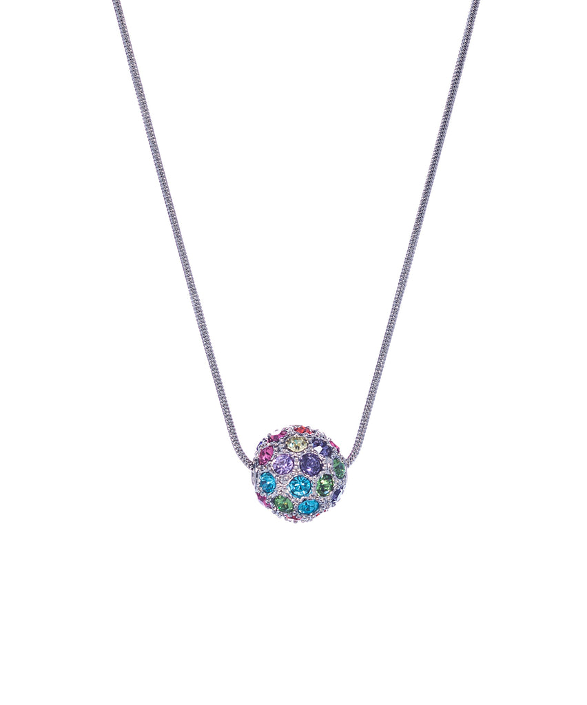 Rainbow Pavé-Set Pendant Necklace with Swarovski Crystals