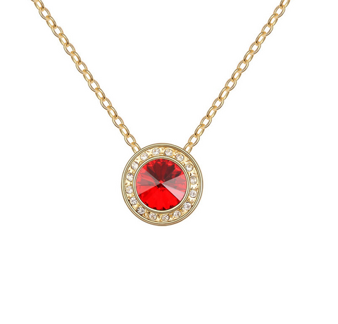 Goldtone Rivoli Halo Necklace with Swarovski Crystals