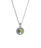 Silvertone Halo Pendant Necklace with Swarovski Crystal