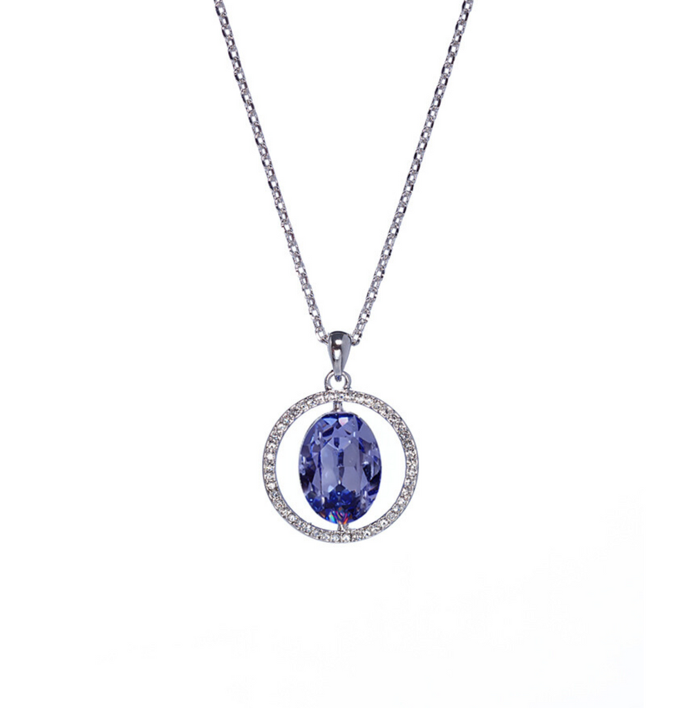 Silvertone Pendant Necklace with Swarovski Crystal