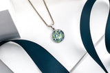 Limited Edition - Pave Disk Pendant with Indian Sapphire and Multi Swarovski Crystals