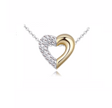 Dainty Two-Tone Heart Pendant Necklace