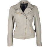 MANTEAU CUIR FEMME - SOFIA - Light Grey