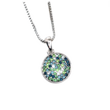 Limited Edition - Pave Disk Pendant with Indian Sapphire and Multi Swarovski Crystals