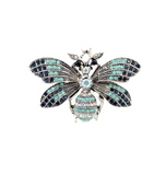 Blue Crystal Silvertone Pave Bee Brooch