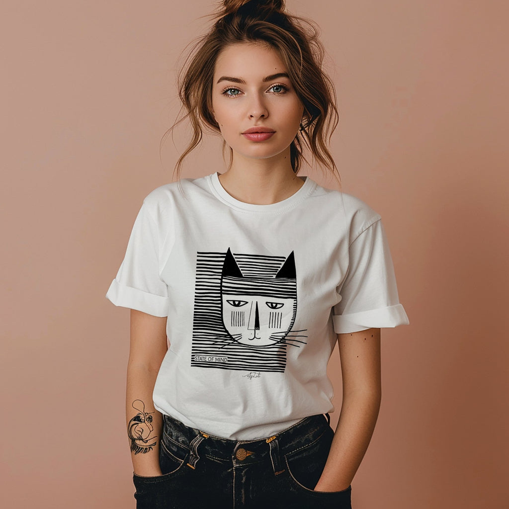 T-shirt Coton Ample - CHAT RAYURES